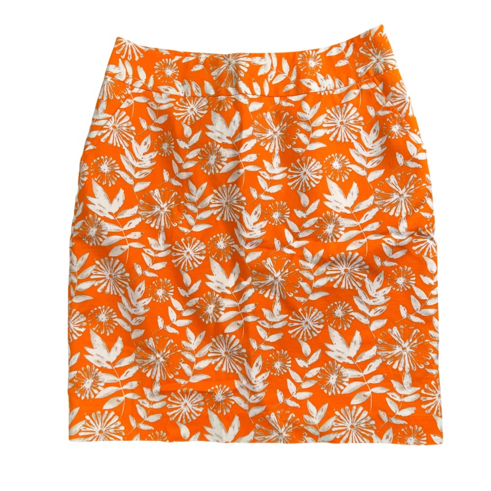 Rafaella Floral Pencil Skirt Orange White Y2K‎ Preppy Cottagecore 8